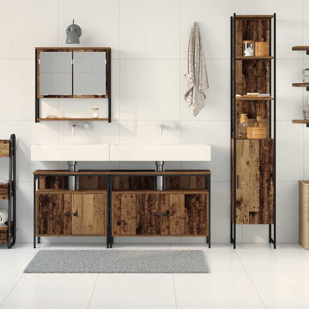 Bathroom Furniture Set 4 pcs Old wood 33 x 33 x 185.5 cm